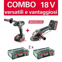 COMBO METABO 2 x 5,5 Ah LiHD 18V BRUSHLESS (TRAPANO / AVVITATORE + SMERIGLIATRICE)   